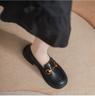 One foot classic buckle JK women's single shoes black leather shoes Le Fu shoes