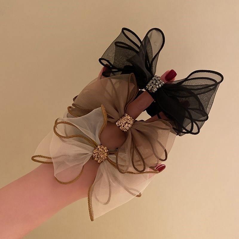 Сетчатое кольцо для волос с бантом, красное, 2022, новое, универсальное, простое, Ins, темпераментное, с шариковой головкой, чешская веревка для сверления