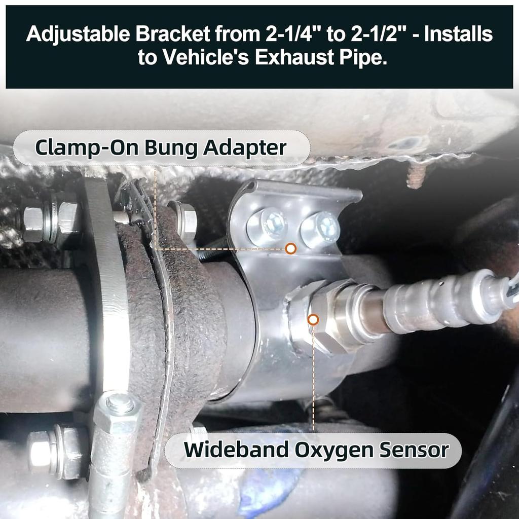 Car Oxygen Sensor Adapter Fit For 2-1/4"-2-1/2" Oxygen Sensor Pipe For Automotive Oxygen Sensors, No Weld Design Clamp On O2 Sensor Bung, Clamp-On
