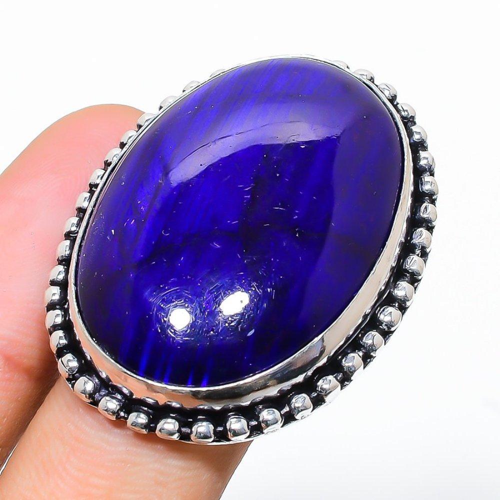 Blue Labradorite Gemstone Handmade 925 Sterling Silver Jewelry Ring Size 10 I7q13