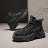 Мужские ботильоны Новые уличные роскошные на платформе Мужские ковбойские ботинки На шнуровке Противоскользящая тренировочная обувь Высокие мужские мотоботы