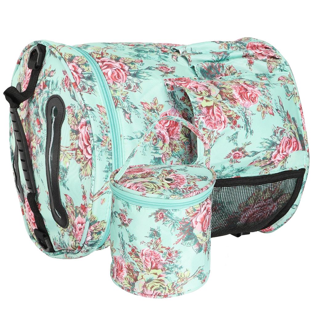 2Pcs Storage Bag 600D Oxford Cloth Printing MultiPocket Hand Strap Cylinder Shape Package(Green