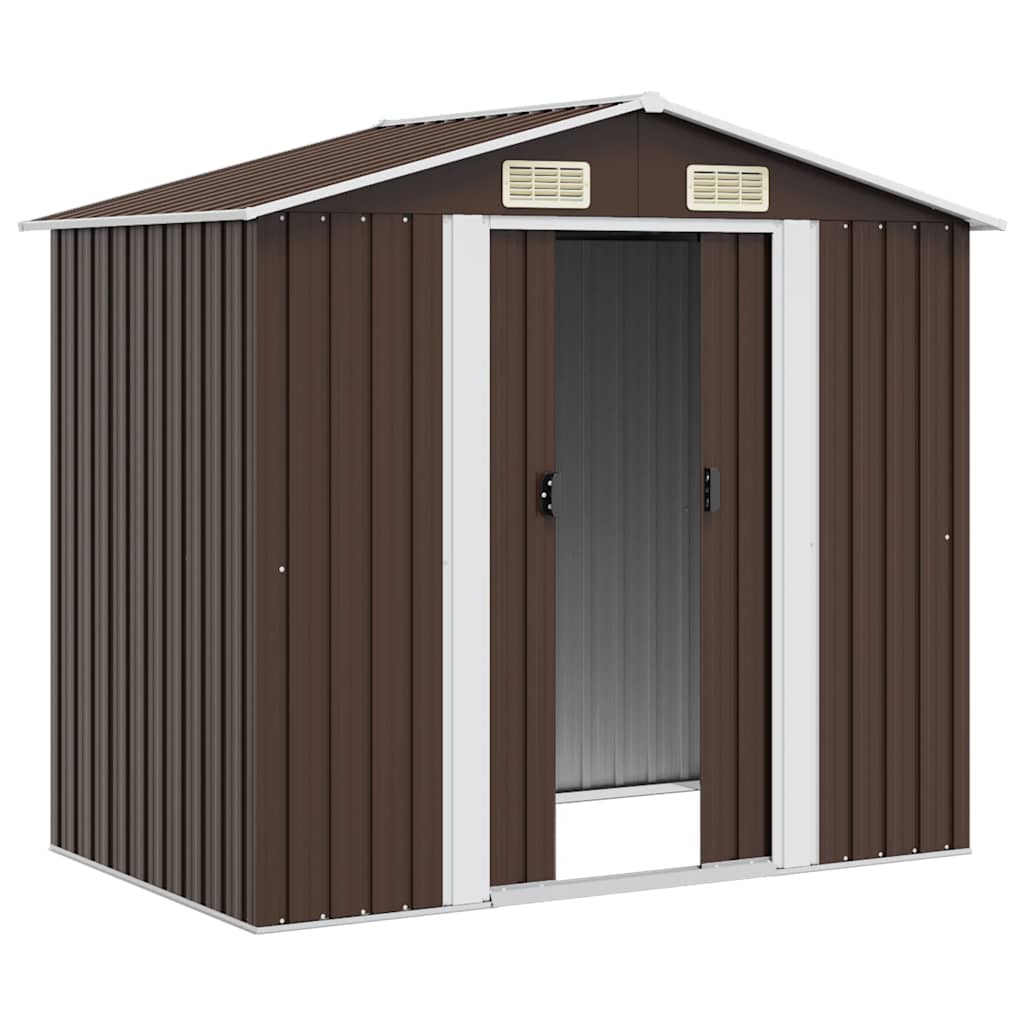 Garden Shed Brown 204x132x186 cm Steel