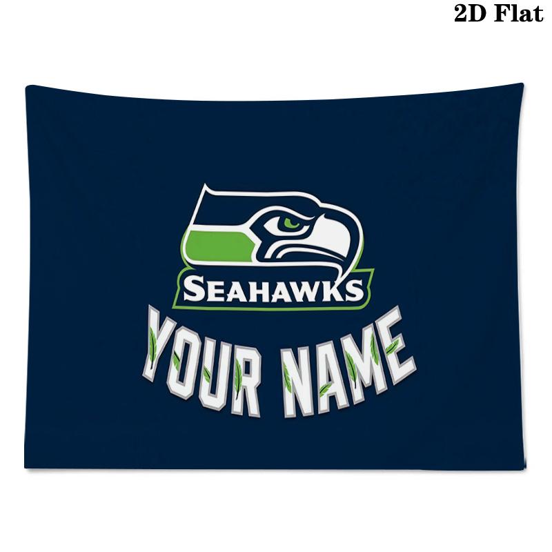 Custom Name Seattle Seahawks Printed Tapestry – Wall Hanging for Bedrooms, Dorms, and Home Decor