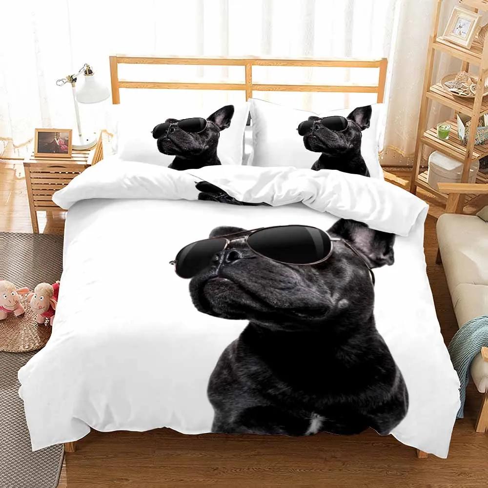 Pet Dog Duvet Cover Sets Bedclothes Bedding Set Cute Pug Single Kids Bed Sets For Girl Boy Dropshipping Home Textile Bed Linens