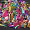 Unique Assorted Gemstones With Titanium Plating Rainbow Aura Quartz Crystal Points 100g