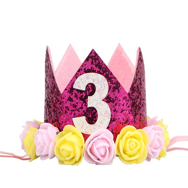 Головной убор на день рождения шляпа корона детский номер фото цветок вечеринка 1 шт день рождения ребенок корона выступление повязка на голову повязка на голову аксессуары