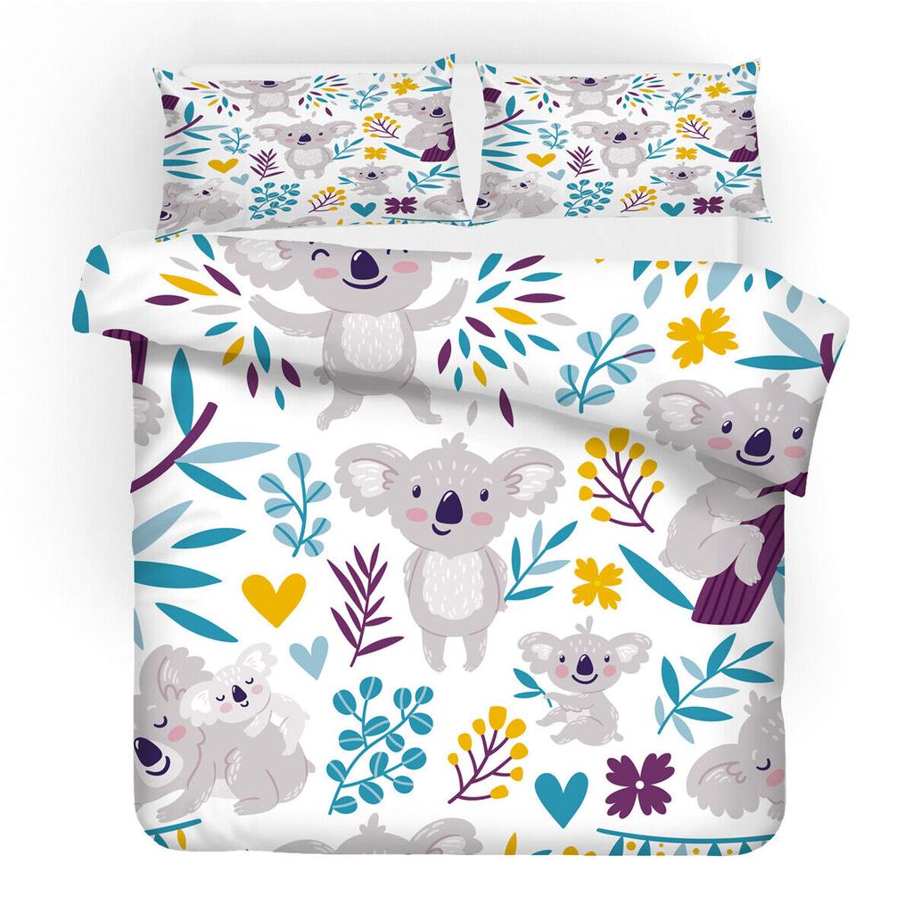 Коала мультфильм одноместное двуспальное одеяло размера «king-size» пододеяльник Doona набор постельных принадлежностей
