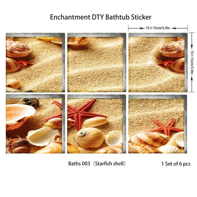 6 шт. наклейка на ванну Нескользящая водонепроницаемая самоклеящаяся наклейка с 3D эффектом для ванной комнаты ПВХ съемная декоративная фреска 15x15 см