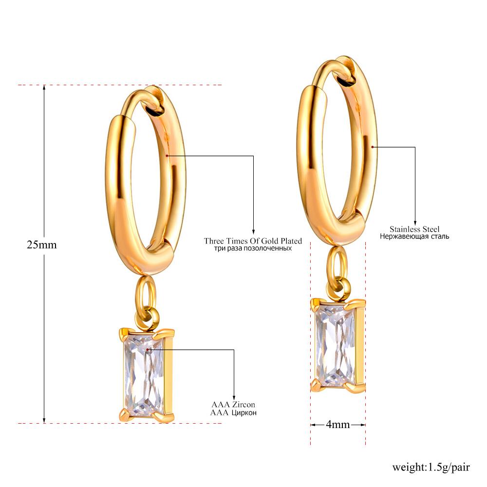 Lokaer Stainless Steel Geometric Square Hoop Earrings Black/White/Red/Green CZ Crystal Bohemia Party Earrings For Women E22019