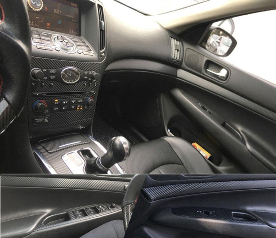 Комплект наклеек для отделки салона автомобиля под карбон для 10-16 Infiniti G25 G37