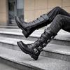 Gothic Punk Platform Boots Fashion Men Motorcycle Boot Quality Leather Mid-calf Boots Western Cowboy Boots Men Booties Botas2025
