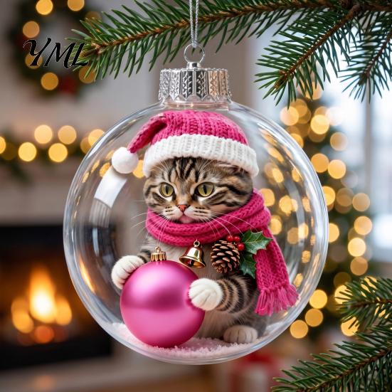 Creative Winter Holiday Gifts Glowing Christmas Story Ornament, Light?Up Mini Animals Hanging Ball Ornament with Warm 3D Scene Baubles LED