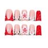 Handmade Short Duckbill Press-On Nails With 3D Cherry Blossom Leopard Zebra Patterns Women