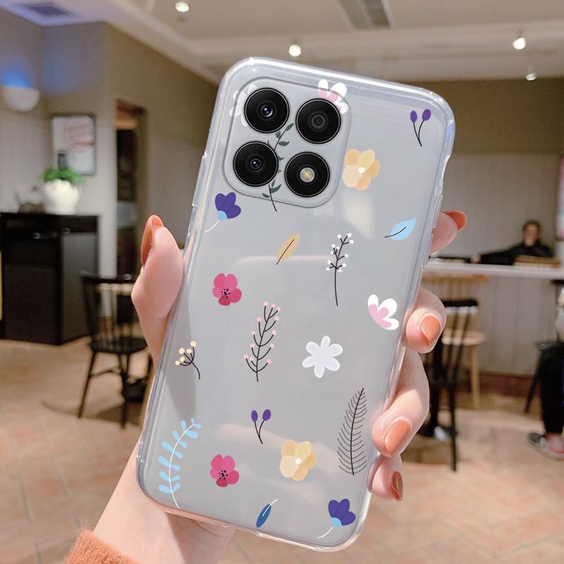 Прозрачный чехол для Honor X8a Ударопрочная накладка Мультяшный милый кот Мягкий силикон Fundas для HonorX8a X 8A Прозрачный 6.7'' Сумки Coque