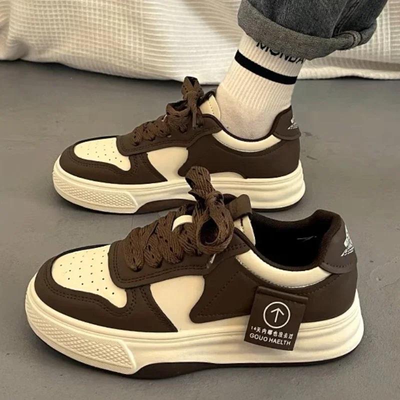 Модная женская спортивная обувь 2025 Горячая распродажа Повседневный дизайн на шнуровке Нескользящая обувь на толстой подошве для студентов Весна Осень Уличная обувь для ходьбы