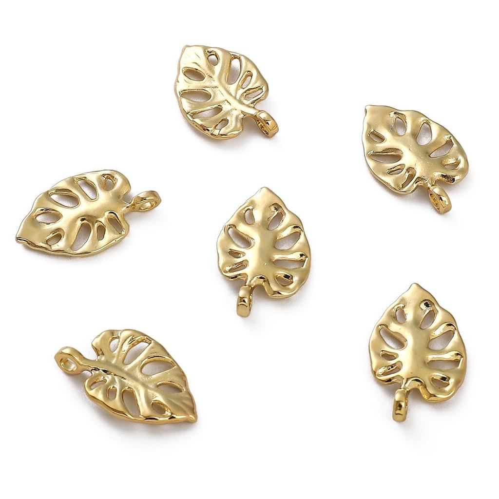 Copper Hollow Three-dimensional Small Leaf Pendant For DIY Jewelry Making Craft Accessories