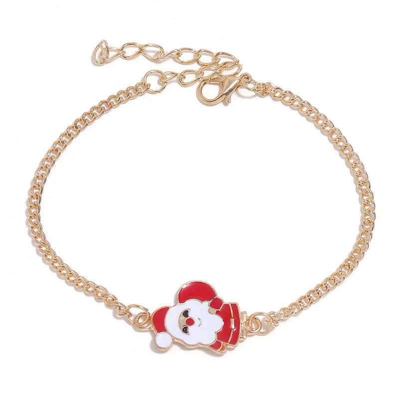 Рождественский милый набор: ожерелье, кольцо, серьги и браслет с Сантой - Европейский и американский стиль
