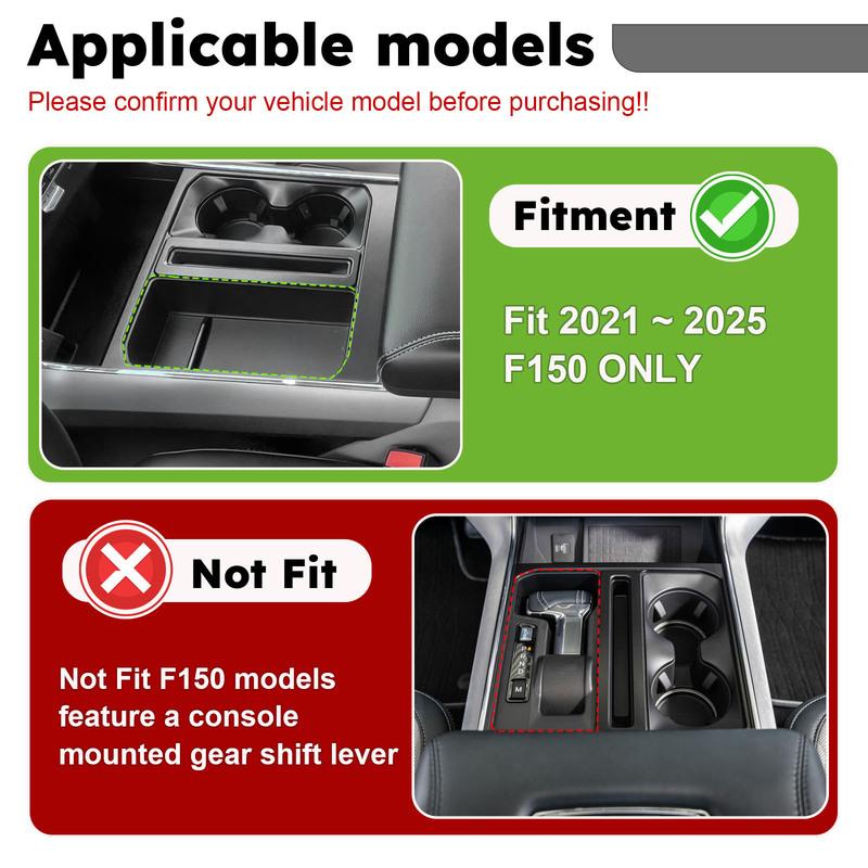 Center Console Gear Shift Hidden Cover Organizer for Ford F150 -2024 2025 Adapter ert Tray Cubby Hidden Cover Storage Box
