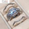 Noble Lady Wedding Ring Set with Brilliant CZ Gorgeous 3PC Bridal Ring Sets Delicate High-quality Accessories for Women