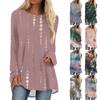 Women's Fashion Casual T-shirt Printed Long Sleeve Round Neck Mid-Length Top