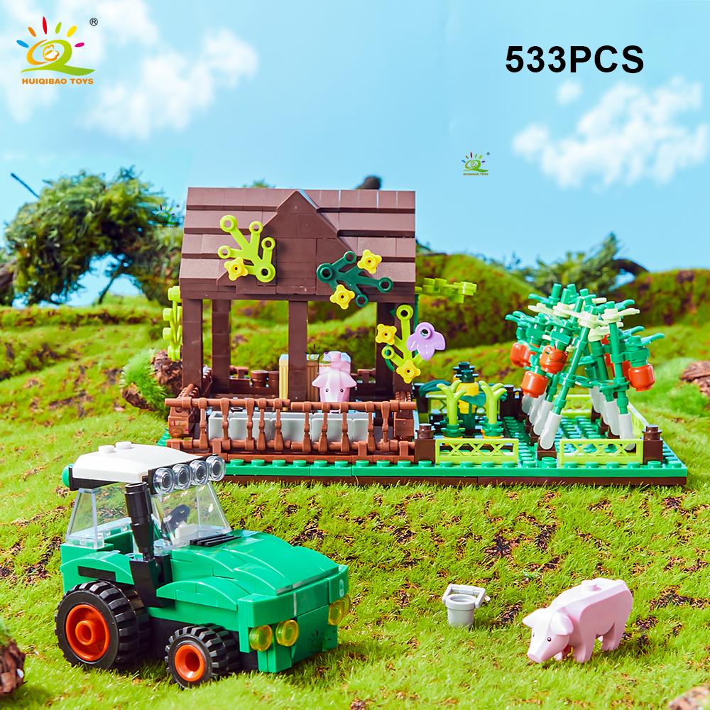 Нетоксичный Фермерский Грузовик Moc Свинарник Ветряная Мельница Дом Строительный Блок Трактор Фермера Транспортное Средство Машина Кирпичный Город Строительная Игрушка Для Детей