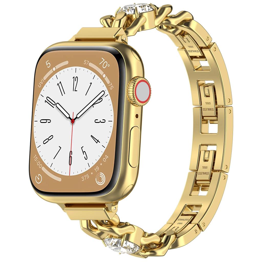 Ремешок из нержавеющей стали для Apple Watch Series Ultra 8 7 SE 6 5 4 3 Металлический браслет с бриллиантами для Iwatch 9 40 41 мм 42 44 мм 45 мм