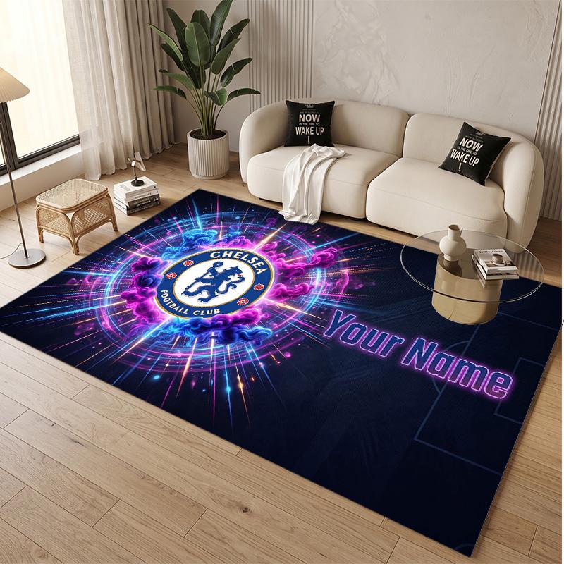 Personalized Crystal Velvet Carpet Chelsea FC Pattern Non Slip Floor Rug