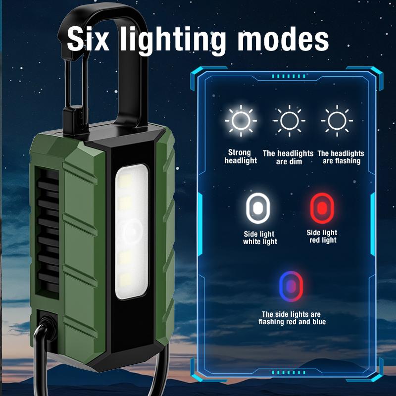 New Strong Light Flashlight Outdoor Multi functional Work Light with Side Light Long endurance Charging Mini Portable Flashlight
