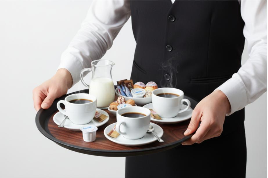WAITER'S KITCHEN TRAY ROUND 36 cm FOR SERVING IMITATION WOOD