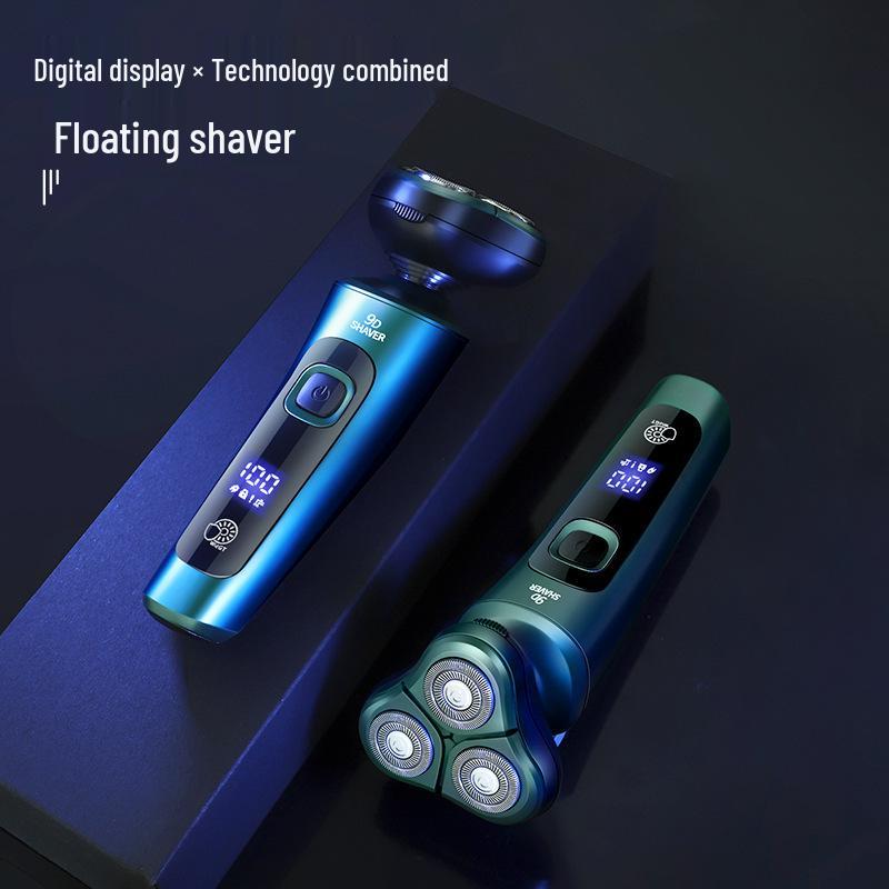 9D High-Power Electric Shaver with Digital Display, USB Charging, Washable Design, Floating Razor & Multifunctional Beard Trimmer