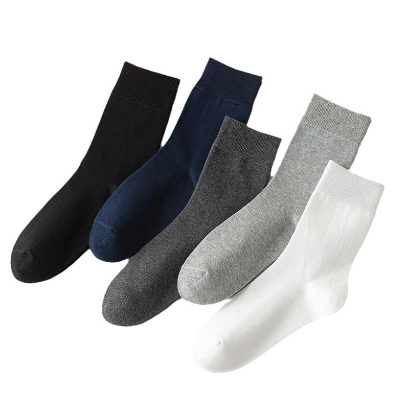 Мужские носки средней длины из длинноволокнистого хлопка – дышащие, впитывающие пот, дезодорирующие, чесаный хлопок для классического делового стиля