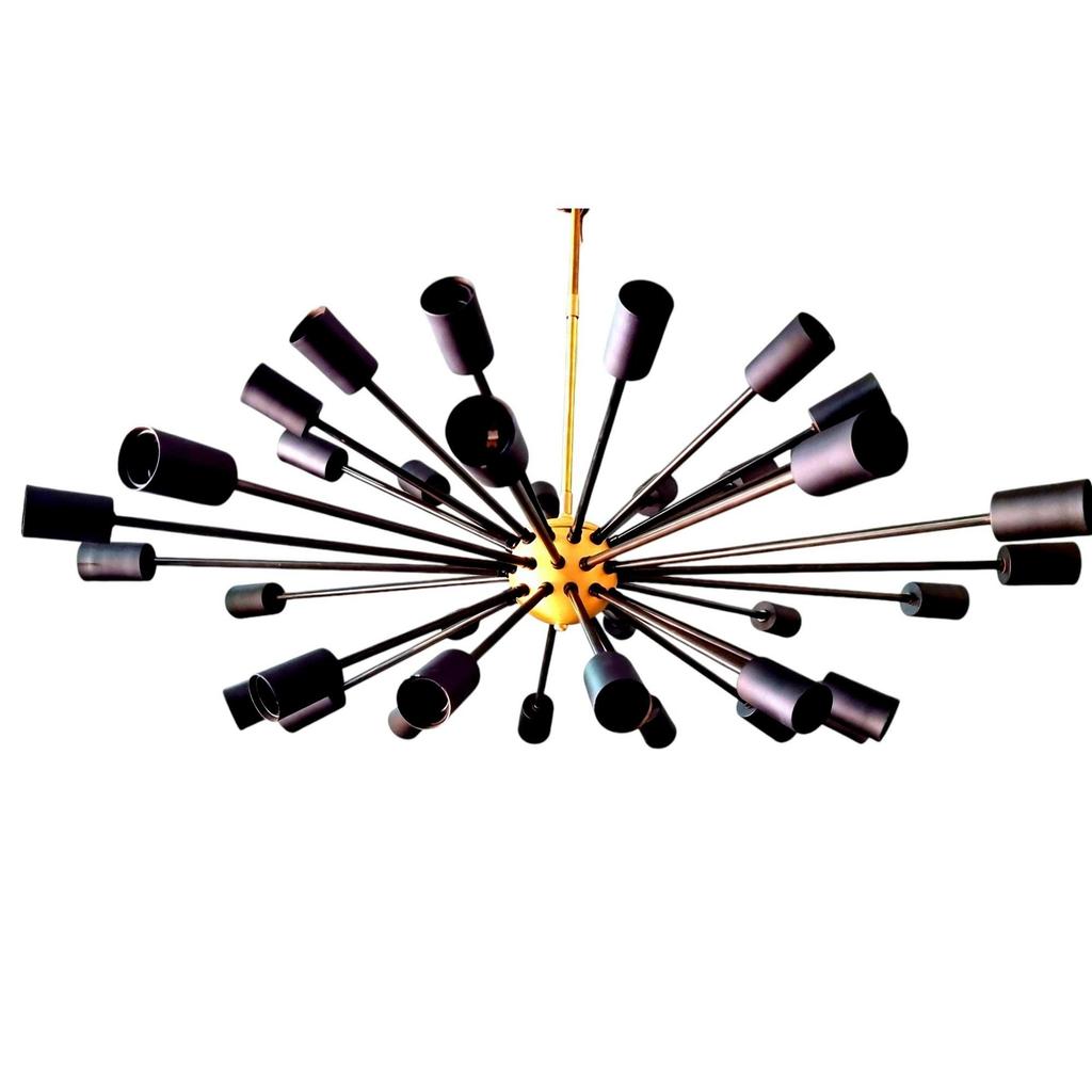 36 Arms Black Cone Arms Sputnik Metal Lamp Industrial Modern Chandelier Fixture Handcrafted Light For Home Interior