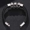 Панк-браслет Череп Скелет Нержавеющая сталь Кожаные браслеты и браслеты Мужские черные плетеные кожаные панк-мужские украшения BB0188