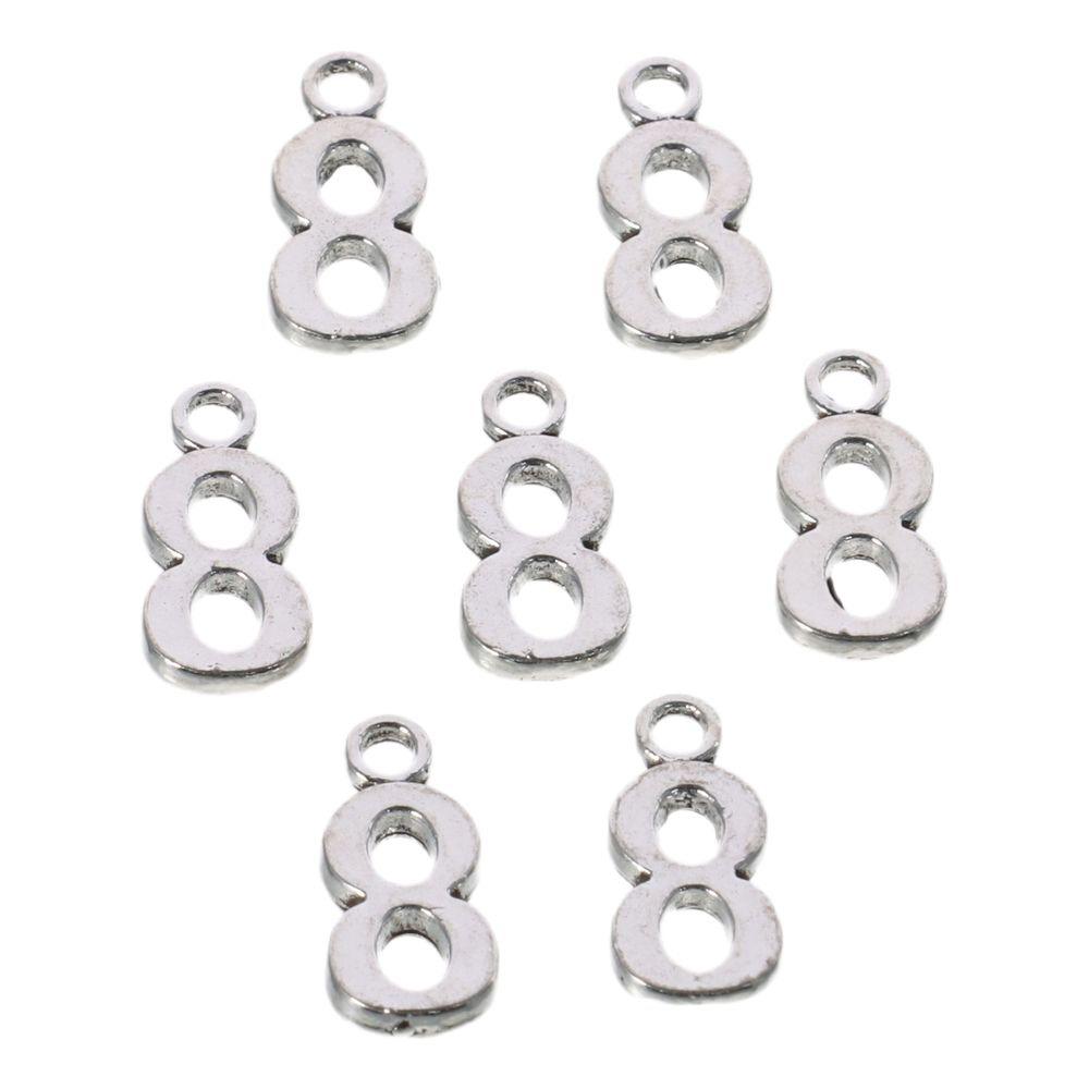100pcs Alloy Numbers Charm Pendants Sliver Alloy Charms Pendants  for Jewelry Making