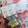 Handmade Golden Solid Watercolor Paint Palette DIY Nail Art Painting Manicure Blooming Watercolor Set