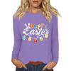 Long Sleeve Shirts For Women Easter Carnival Print Graphic Tees Blouses Casual Basic Tops Pullover