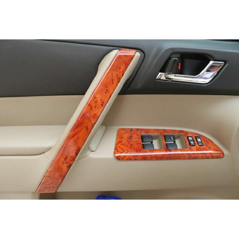 Для Toyota Highlander 2008-2013 Декоративная накладка на внутреннюю панель двери под текстуру персикового дерева 4 шт.