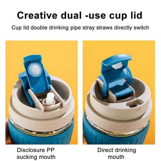Дорожная кружка Yousheng, 350 мл, противоожоговое уплотнительное силиконовое кольцо, термостойкая, нескользящая, герметичная крышка, портативный стеклянный стакан для питья воды
