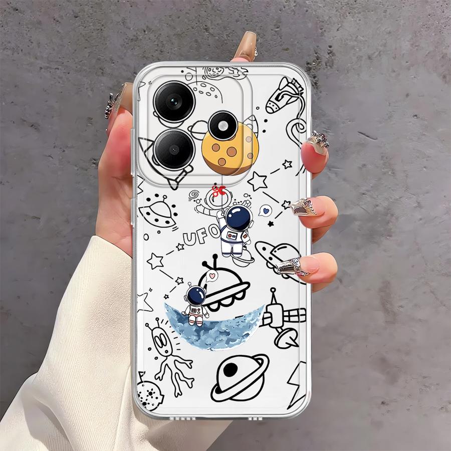 Мультяшный милый чехол-астронавт для Xiaomi Redmi Note 14 Pro Plus 13C 14C A4 Note 13 11S 11 10S 9 10 12S 12 Мягкая крышка для телефона