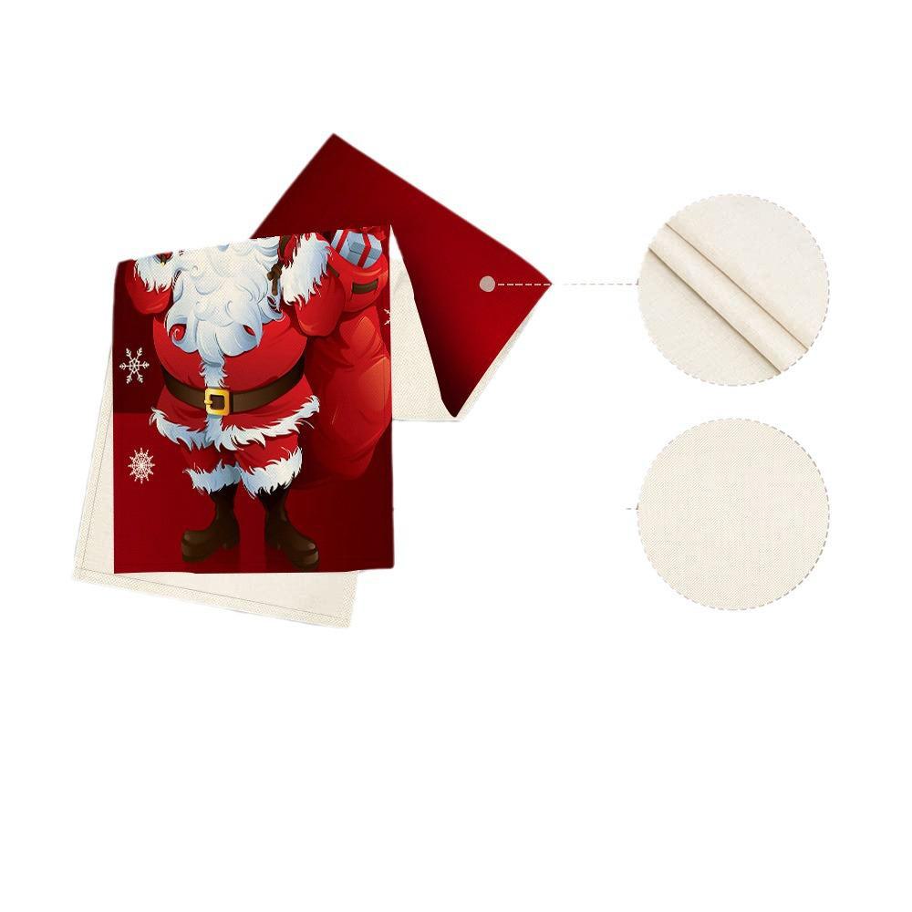 Льняной рождественский флаг для стола с принтами снеговиков и Санты - праздничные украшения для коврика на стол