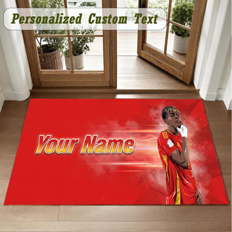 Crystal Velvet Square Rug Custom NameLamine Yamal Pattern Non Slip Home Floor Decor Rug