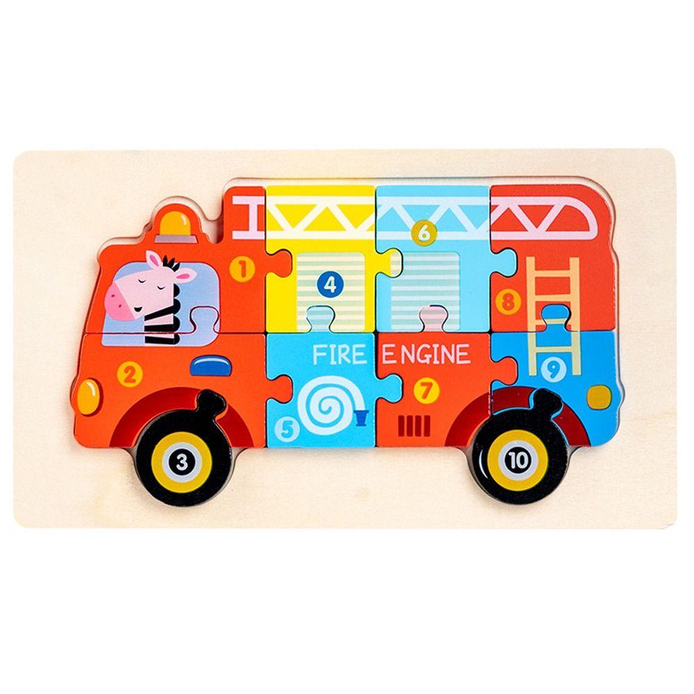 Rocket Ambulance Early Education Toy Kids Wooden Puzzle Toy Vehicle Jigsaw Intelligence Game Puzzle