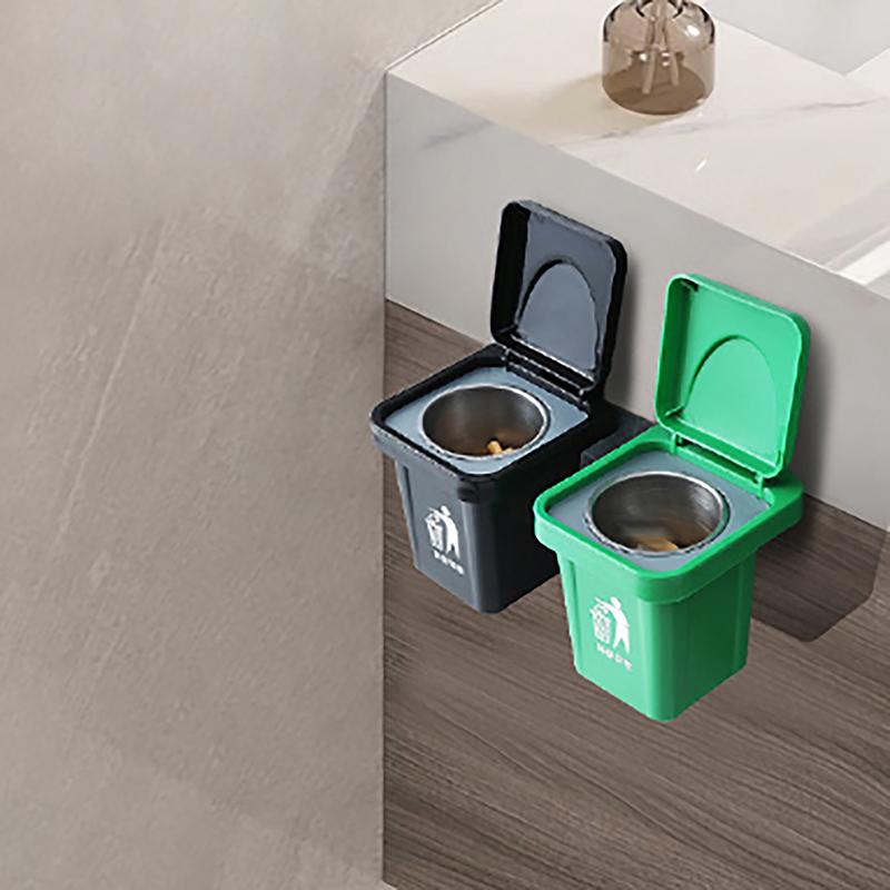 Пепельница-мусорное ведро с крышкой, пепельница из нержавеющей стали, настенная пепельница для ванной комнаты, с выемкой, пепельница против разлета пепла