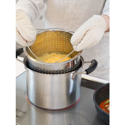 Wahei Freize Pasta Pot, Pasta Pot, 22cm, Stainless Steel, Gas/IH Compatible, Thick Bottom, with Lid, Lowther RB-2319