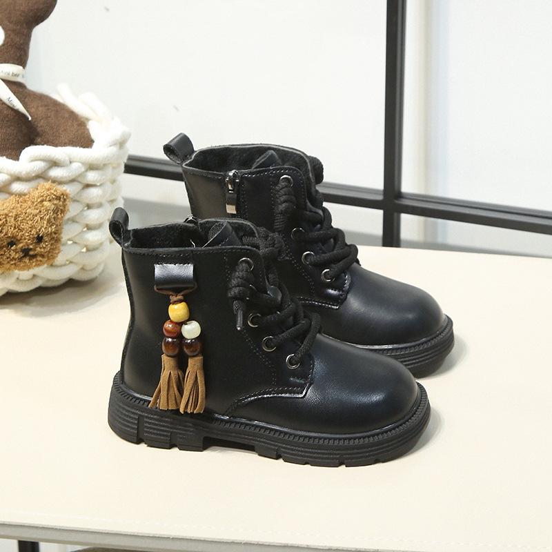 Ботинки для мальчиков и девочек 2025 осень и зима новые ботинки Мартин на мягкой подошве детские ботинки принцессы короткие ботинки кожаные ботинки высокие одноклассники