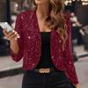 Women Sparkly Cardigan Coat 3/4 Sleeve Open Front Sequin Tops Sexy Golden Bling Coat Casual Holiday Party Outfit