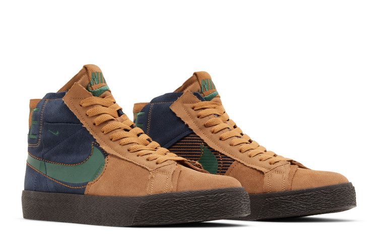 Мужские кроссовки Nike SB Zoom Blazer Mid Premium Legend Темно-коричневый Обсидиан Пэчворк