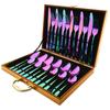 24-piece Rainbow Tableware Set Stainless Steel Dinnerware Knife Fork Coffee Spoon Cutlery Set Western Dinner Flatware Gift Box Set