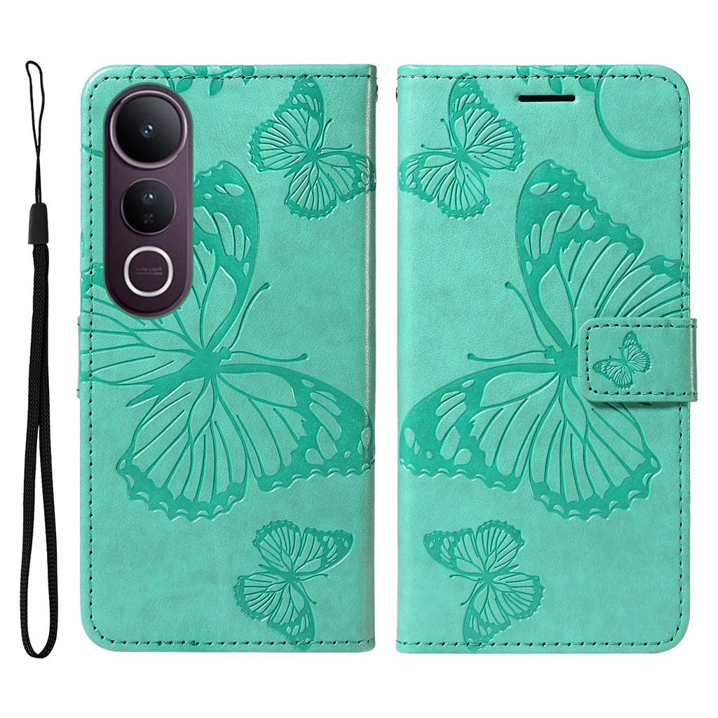 Для vivo V50 Lite 5G Кошелек Чехол Кожаный Чехол для Телефона с Цветочным Принтом и Бабочками Подставка